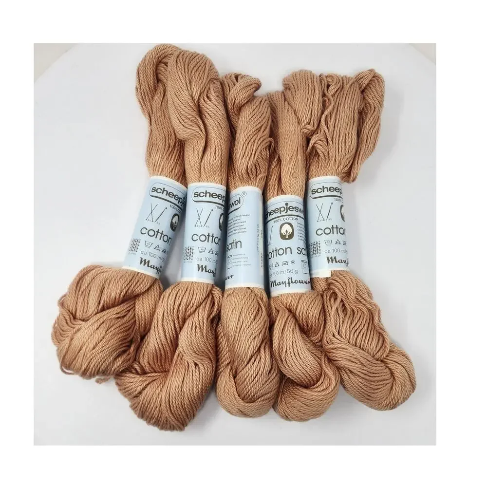 5 Hanks Vintage Scheepjeswol 687 100% Cotton Satin Yarn Mayflower 100M/50g Ea.